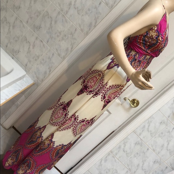 #50 Girly & Flirty IVORY/ FUCHSIA MAXI DRESS - Picture 6 of 8